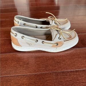 Beige and Tan Boat Shoes